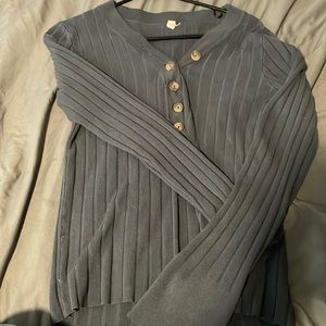 Blue, with big buttons on the front